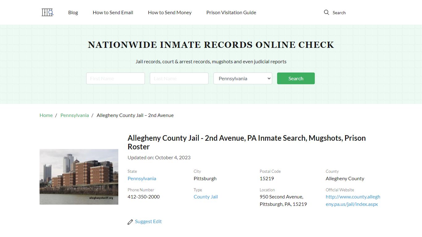 Allegheny County Jail - 2nd Avenue, PA Inmate Search, Mugshots, Prison ...